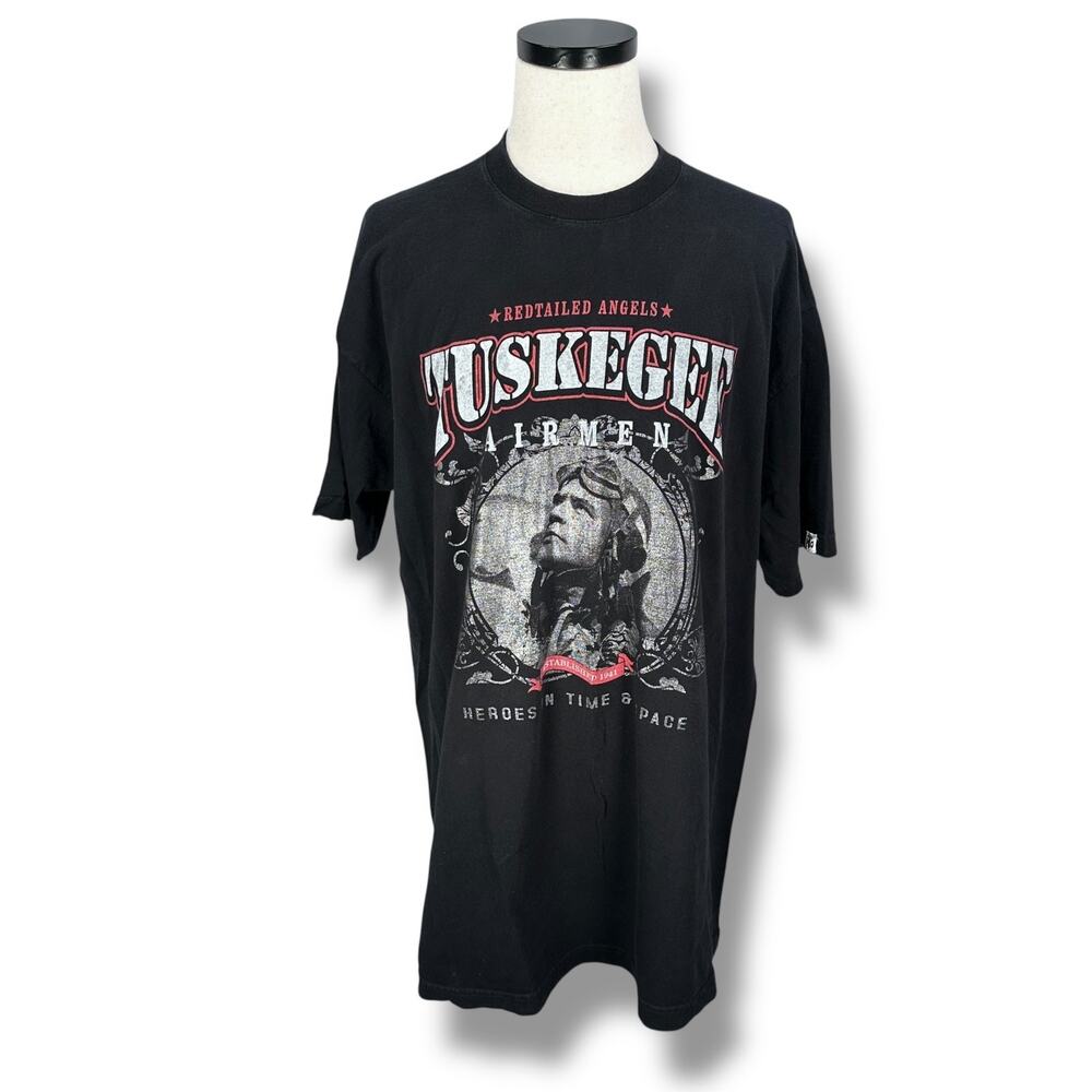 Vintage‎ Big Boy Tuskegee Airmen Redtailed Angels T-Shirt Mens 3X Black USA 90s